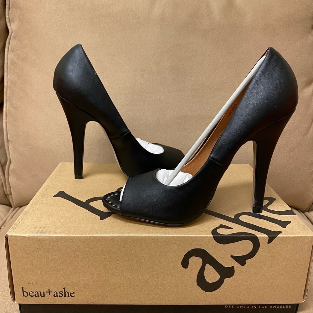 𝅺beau & Ashe Helenka Black Heel Size 9 BNIB